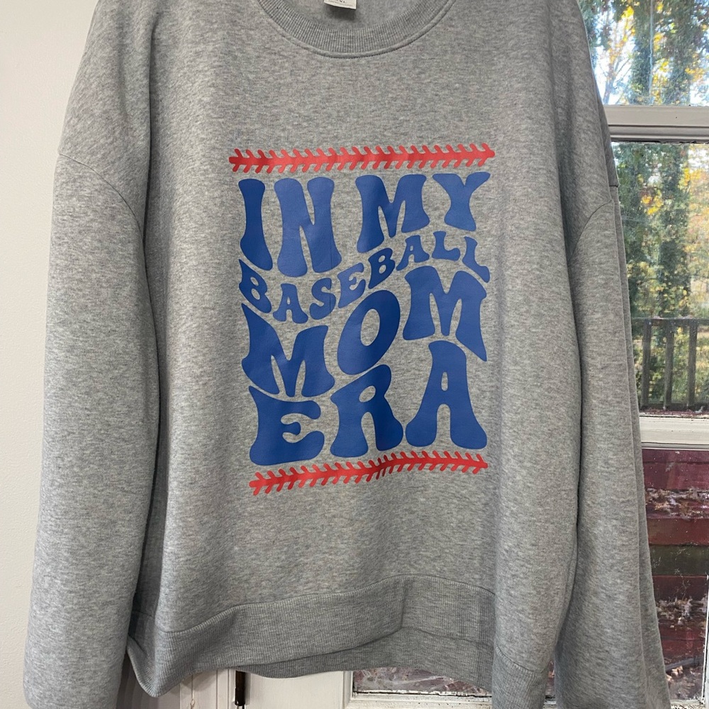“In my Baseball Mom Era” Gray Sweatshirt XXL